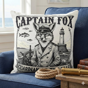 Captain Fox Guardian of Seas Nautical Design Cushion