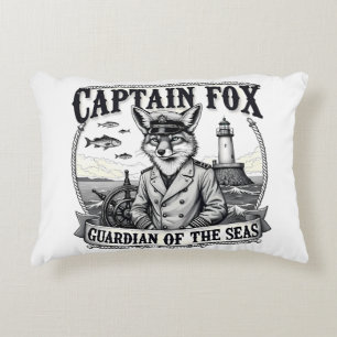 Captain Fox Guardian of Seas Nautical Design Decorative Cushion
