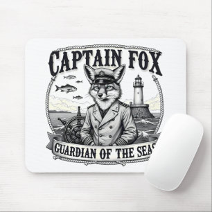 Captain Fox Guardian of Seas Nautical Design Mouse Pad