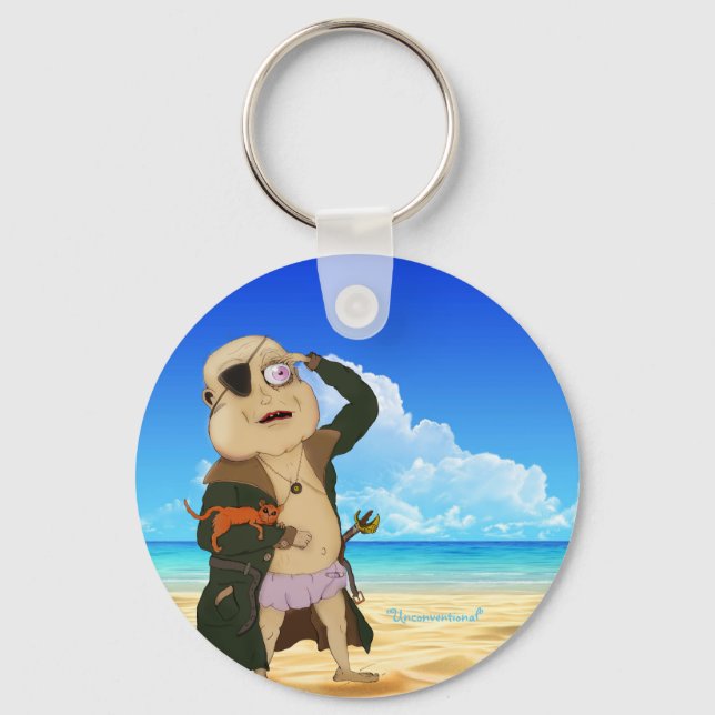 "Captain Fudge" Button Keychain (Front)