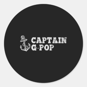 Captain G-pop Sailing Boating Vintage Boat Anchor Classic Round Sticker