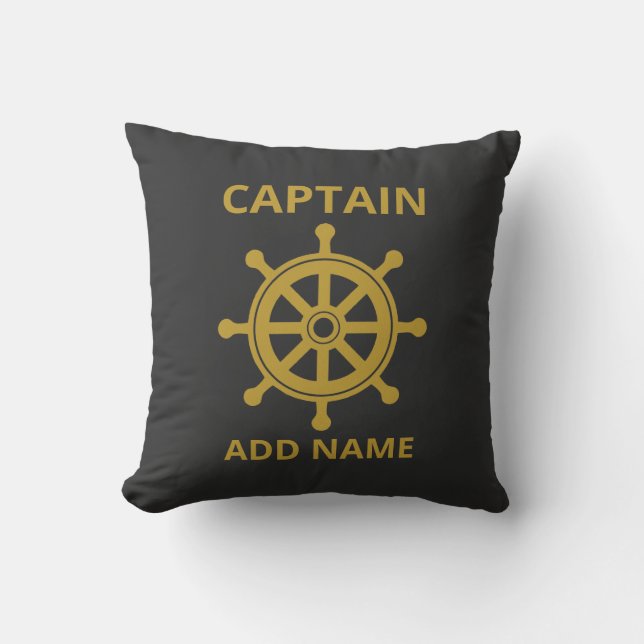 Captain Gold Ship Wheel Add Name Cushion (Front)