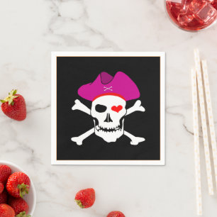 Captain Grace & Pirate, pirates flag /treasure Napkin