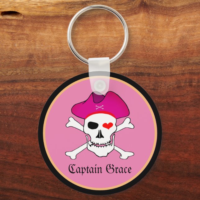 Captain Grace & Pirates Flag, Boat Holiday / Lady Key Ring (Front)