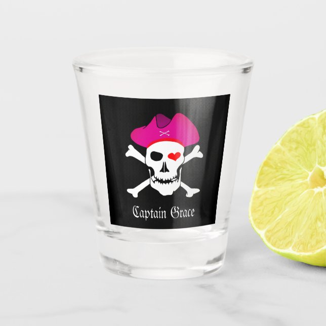 Captain Grace & Pirates Flag, Skull / Party drinks Shot Glass (Front)