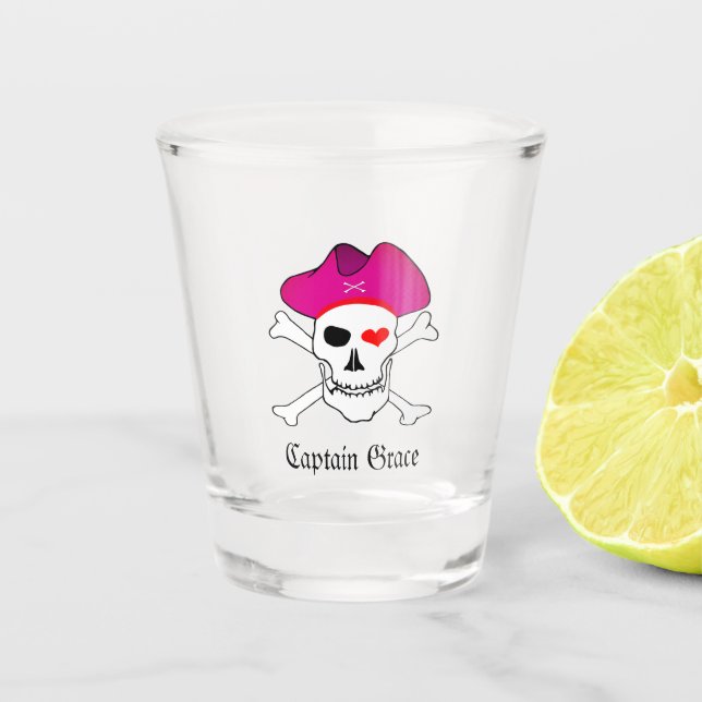 Captain Grace & Pirates Flag, Skull / Party drinks Shot Glass (Front)