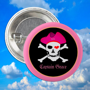 Captain "Grace" & Pirates - Treasure Island /Girls 3 Cm Round Badge