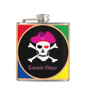 Captain "Grace" & Pirates - Treasure Island /Girls Hip Flask