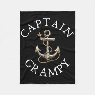Captain Grampy Boat Sailing Boating Vintage Anchor Fleece Blanket