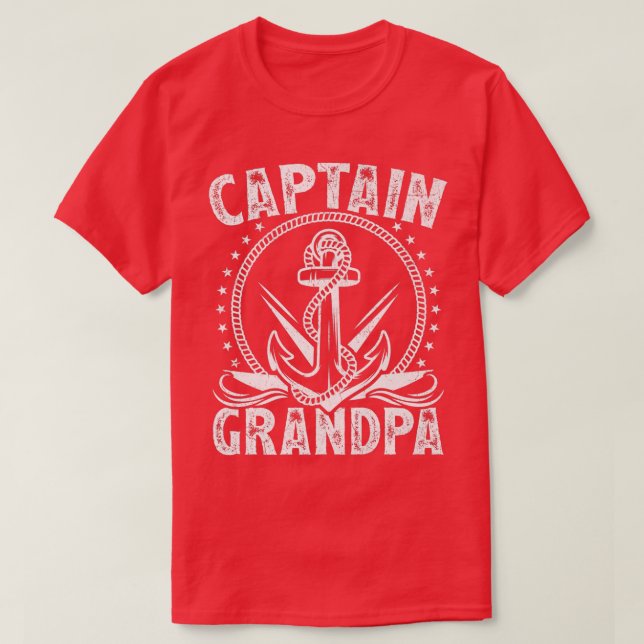 Captain Grandpa Pontoon Boat Lake Sailor Fishing B T-Shirt (Design Front)