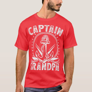 Captain Grandpa Pontoon Boat Lake Sailor Fishing B T-Shirt