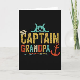 Captain Grandpa Pontoon Lake Sailor Fishing Boatin Card