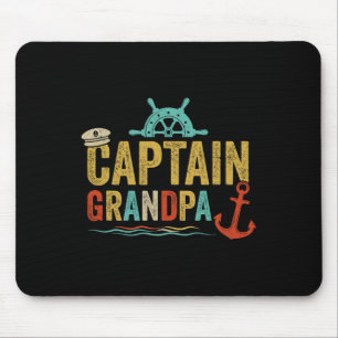Captain Grandpa Pontoon Lake Sailor Fishing Boatin Mouse Pad