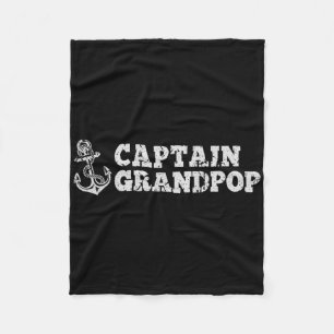 Captain Grandpop Sailing Boating Vintage Boat Anch Fleece Blanket