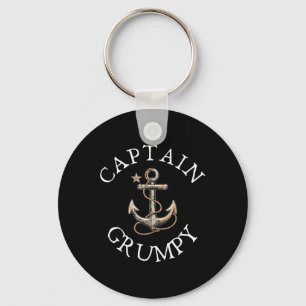 Captain Grumpy Boat Sailing Boating Vintage Anchor Key Ring