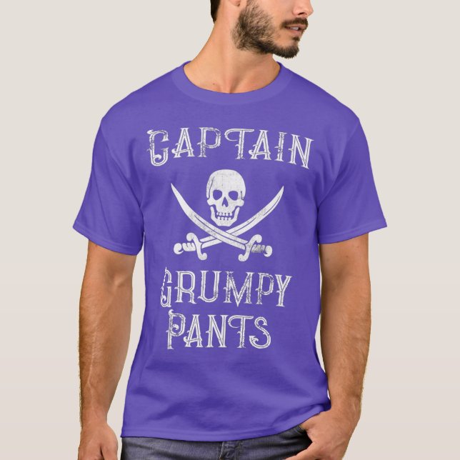 Captain Grumpy Pants Personalised Pirate Pontoon T-Shirt (Front)