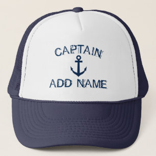 Captain hat with nautical anchor and custom name