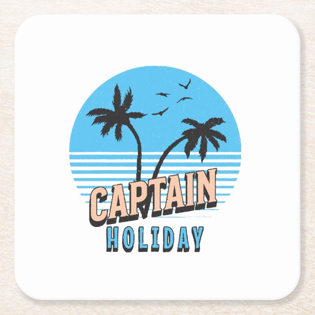 Captain Holiday Square Paper Coaster (Front)