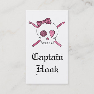 Captain Hook Skull & Crochet Hooks (Pink) Business Card