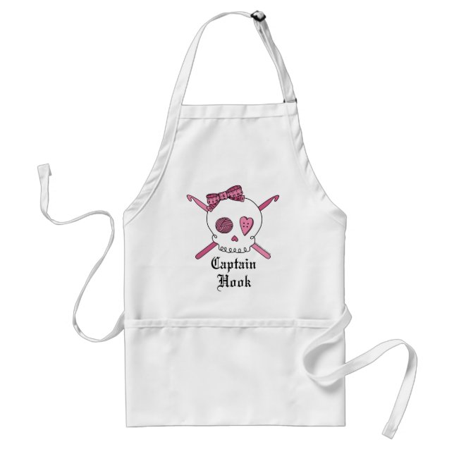 Captain Hook Skull & Crochet Hooks (Pink) Standard Apron (Front)