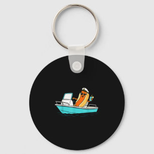 Captain hotdog funny hotdog boat captain lake life key ring