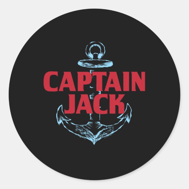 Captain Jack Personalised Name Custom Nickname Boa Classic Round Sticker (Front)