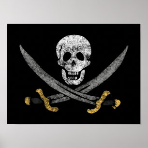 Captain Jack Rackham's Jolly Roger Pirate Flag Poster