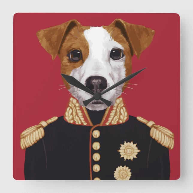 Captain Jack Russell Square Wall Clock (Front)