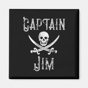 Captain Jim Vintage Personalised Pirate Skull Boat Magnet