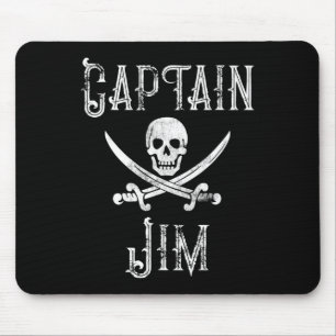 Captain Jim Vintage Personalised Pirate Skull Boat Mouse Pad