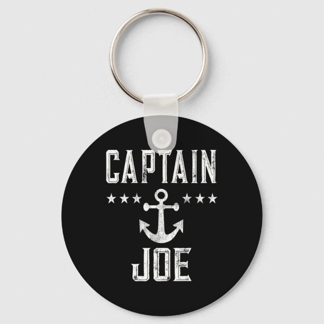 Captain Joe - Retro Personalised Nautical Boating  Key Ring (Front)