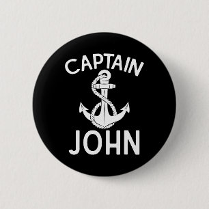 Captain John Boating Ship Boat Yacht Anchor 6 Cm Round Badge