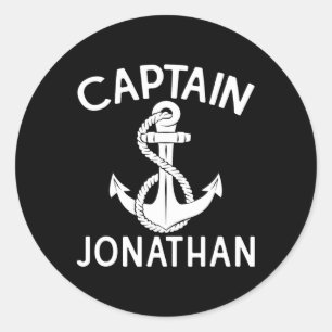 Captain Jonathan Boat Anchor Yacht Boating Ship Classic Round Sticker