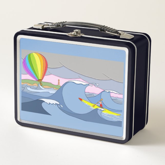 Captain Kayak and the Balloon Metal Lunch Box (Front)