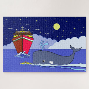 Captain Kayak Saved by Whale Jigsaw Puzzle