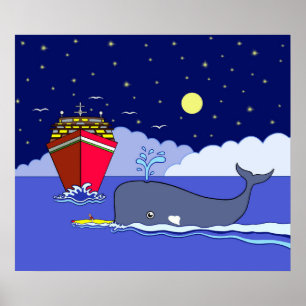 Captain Kayak Saved by Whale Poster