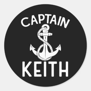 Captain Keith Boat Ship Anchor Boating Yacht Classic Round Sticker