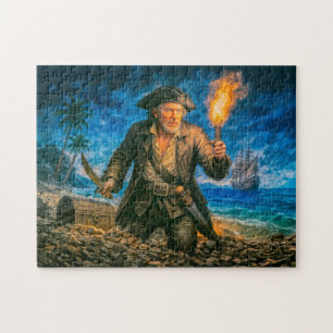 Captain Kidd Legendary Pirate Portrait Jigsaw Puzzle