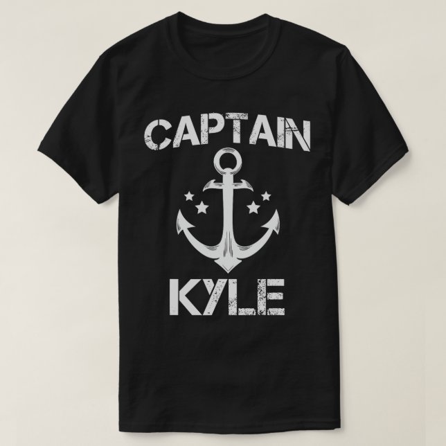 CAPTAIN KYLE Funny Birthday Personalised Name Boat T-Shirt (Design Front)