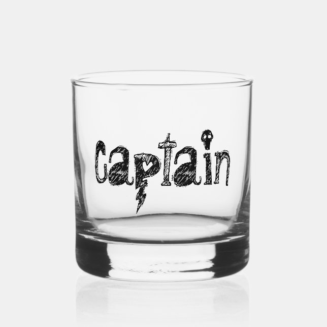 Captain Lettering Whiskey Glass (Front)