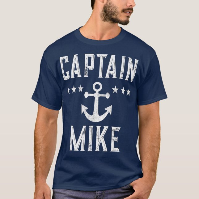 Captain Mike Personalized Boating Lover Name T-Shirt (Front)