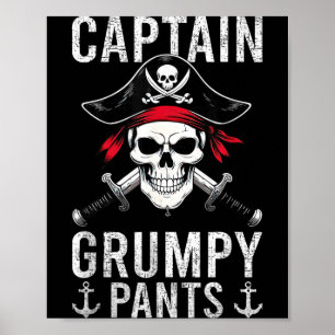 Captain Mpy Pants Rate Humour Skull Graphic  Poster