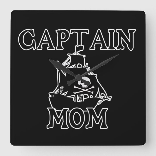 Captain Mum Square Wall Clock (Front)