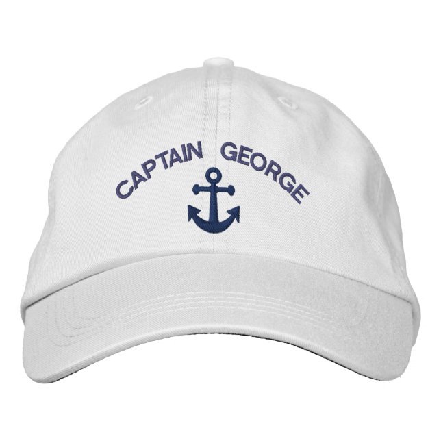 Captain Name Anchor Embroidered Hat (Front)
