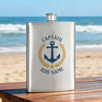 Captain Name Nautical Anchor Gold Style Laurel