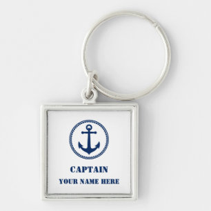 Captain Name or Boat Name Nautical Sea Anchor Key Ring