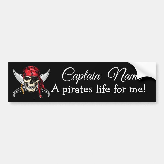Captain Name Pirate Legend Black  Bumper Sticker (Front)