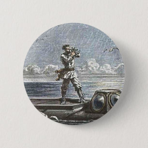 Captain Nemo Verne 20,000 Leagues Sci Fi Art 6 Cm Round Badge