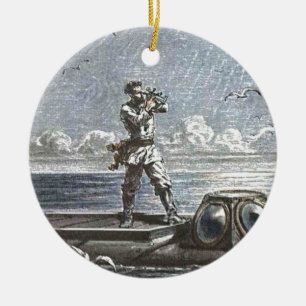Captain Nemo Verne 20,000 Leagues Sci Fi Art Ceramic Tree Decoration