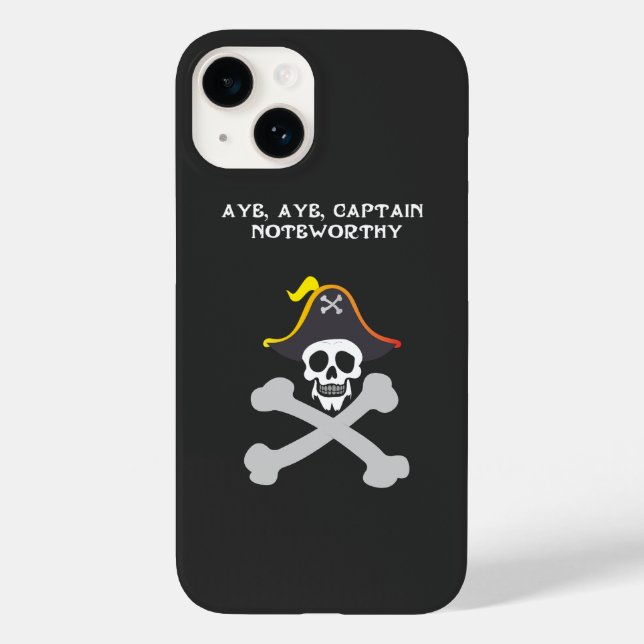 Captain Noteworthy Skull and Crossbones Pirate Case-Mate iPhone Case (Back)